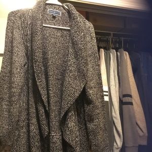 Black and white open cardigan